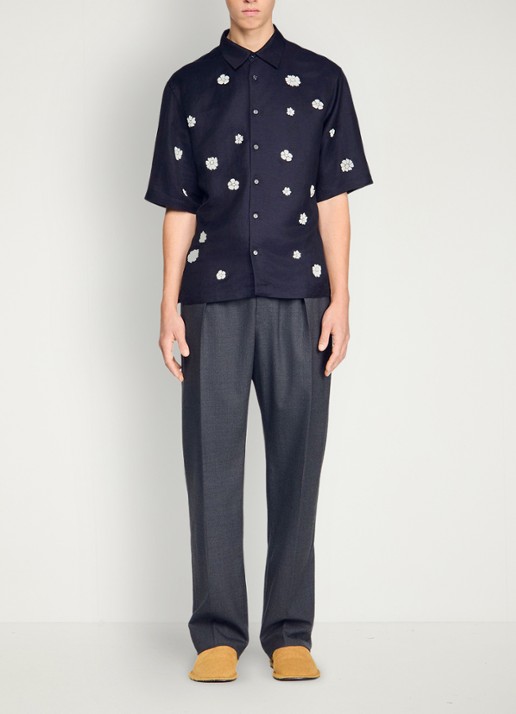 Sandro Regular fit overhemd met bloemenprint - detail 4 donkerblauw