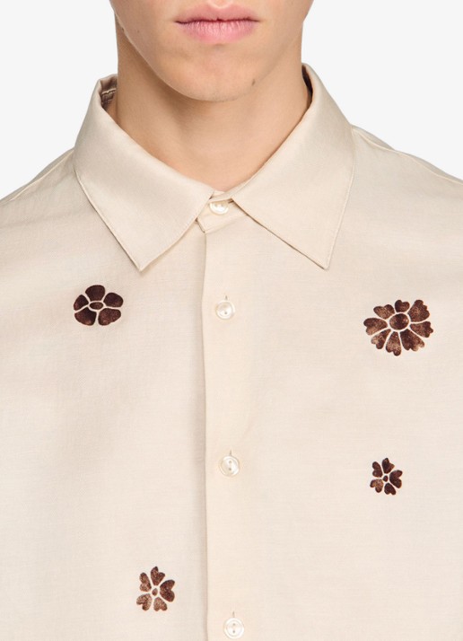 Sandro Regular fit overhemd met bloemenprint - detail 2 ivoor