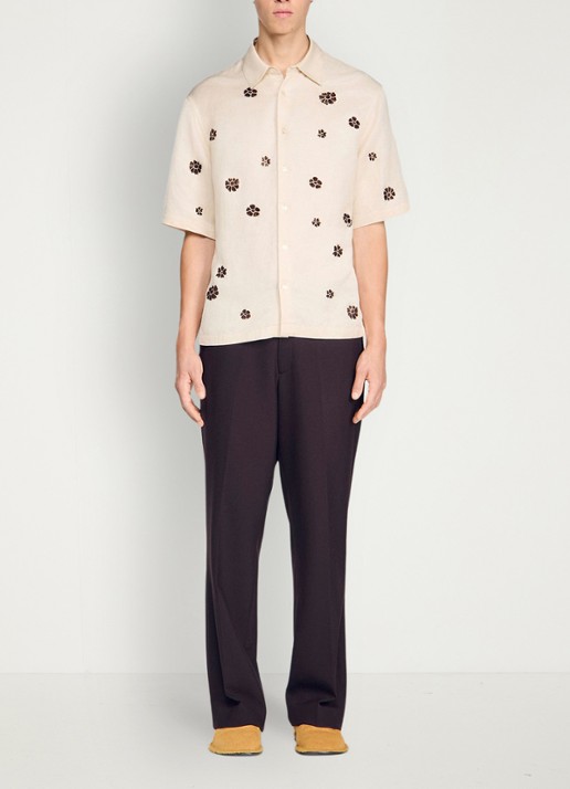 Sandro Regular fit overhemd met bloemenprint - detail 3 ivoor