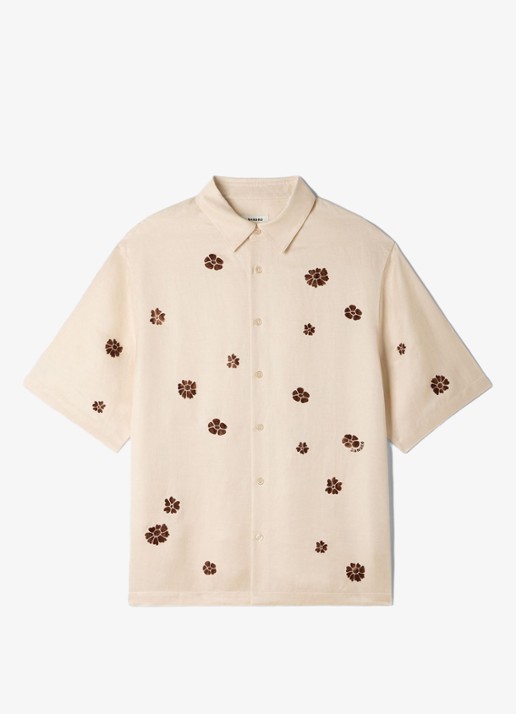 Sandro Regular fit overhemd met bloemenprint - voorkant 5 ivoor