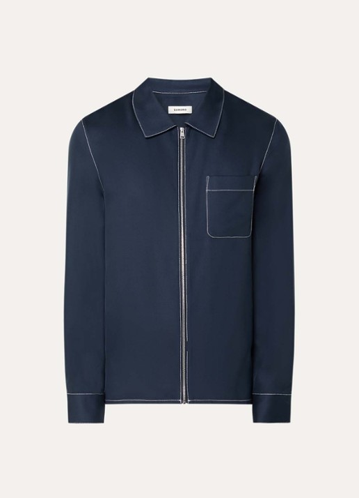 Sandro Regular fit overhemd met borstzak - voorkant donkerblauw