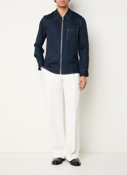 Sandro Regular fit overhemd met borstzak - voorkant 2 donkerblauw