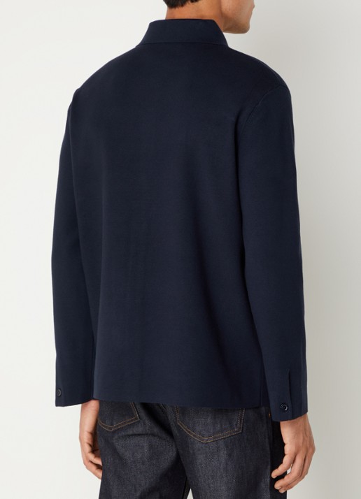 Sandro Regular fit overhemd met borstzakken - achterkant donkerblauw