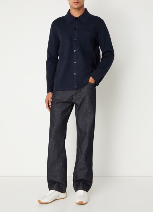 Sandro Regular fit overhemd met borstzakken - voorkant 3 donkerblauw