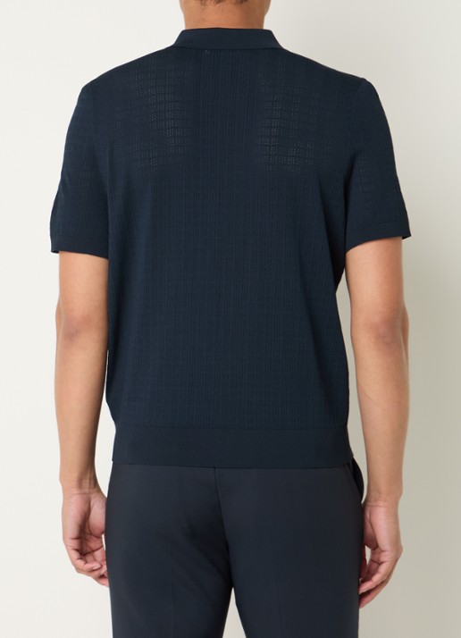 Sandro Regular fit overhemd met opengewerkt dessin - achterkant 3 donkerblauw