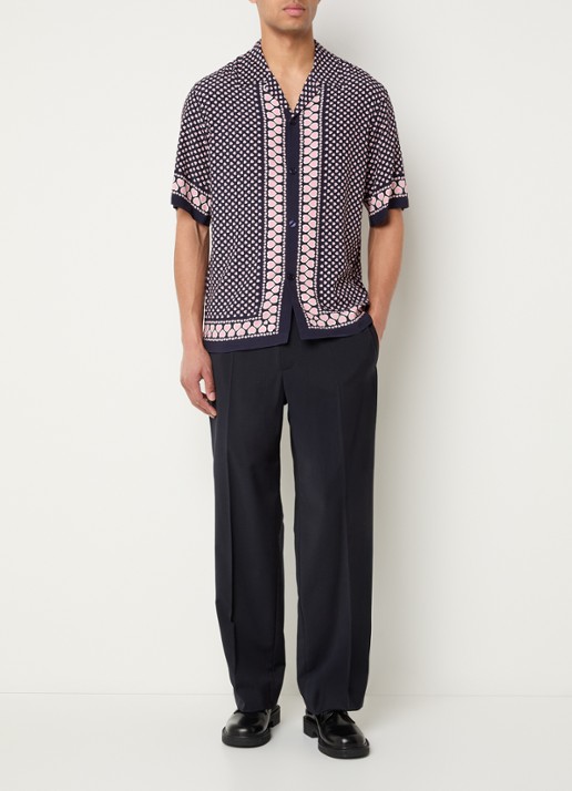 Sandro Regular fit overhemd met print - voorkant 4 donkerblauw