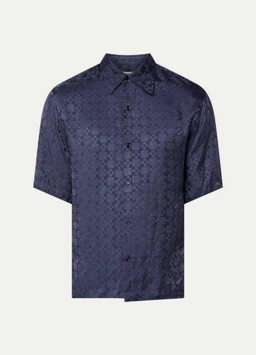 Sandro Regular fit overhemd met print - voorkant 3 donkerblauw
