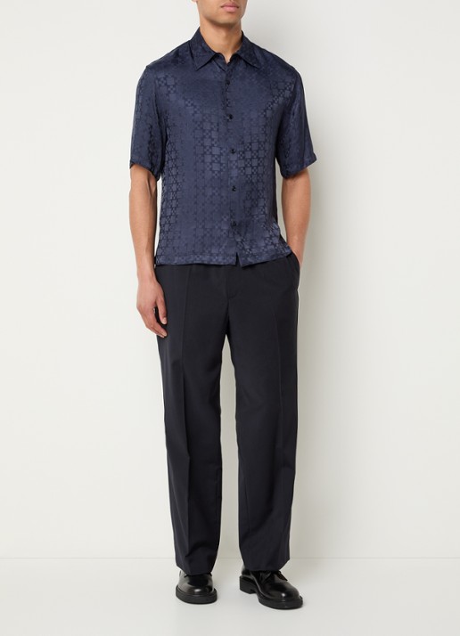 Sandro Regular fit overhemd met print - voorkant 4 donkerblauw