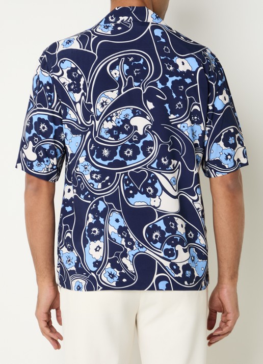 Sandro Regular fit overhemd met print - achterkant 2 donkerblauw