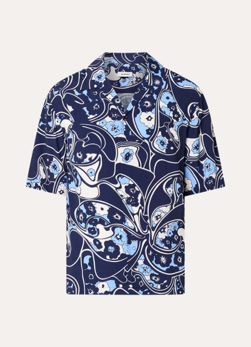 Sandro Regular fit overhemd met print - voorkant 3 donkerblauw
