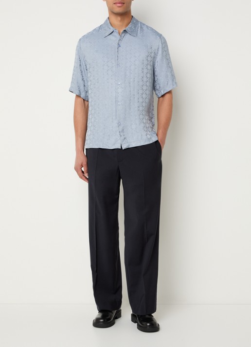 Sandro Regular fit overhemd met print - voorkant 2 blauwgrijs