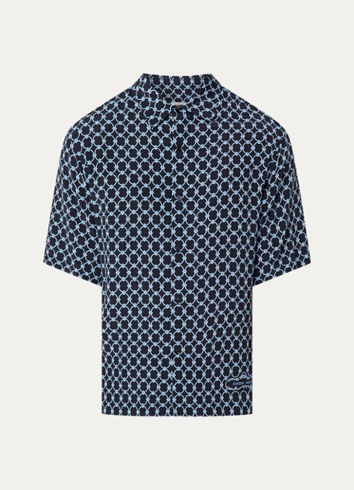 Sandro Regular fit overhemd met print - voorkant 3 donkerblauw