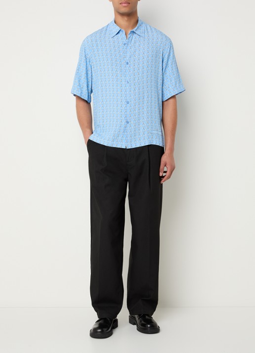 Sandro Regular fit overhemd met print - voorkant 2 blauwgrijs