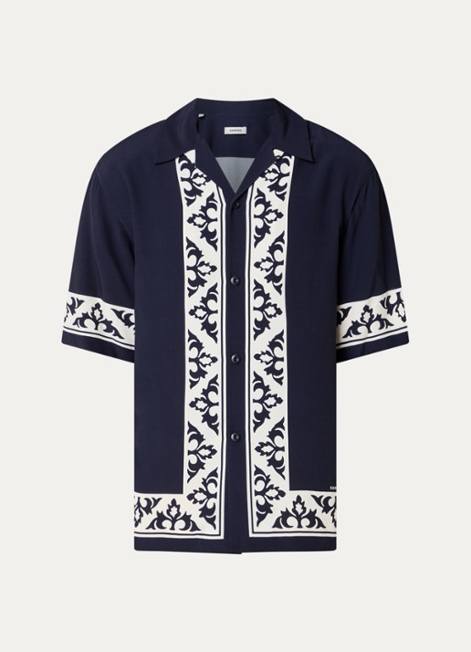 Sandro Regular fit overhemd met print - voorkant 2 donkerblauw