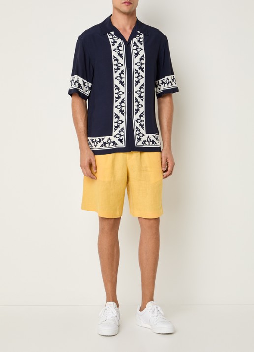 Sandro Regular fit overhemd met print - voorkant 3 donkerblauw