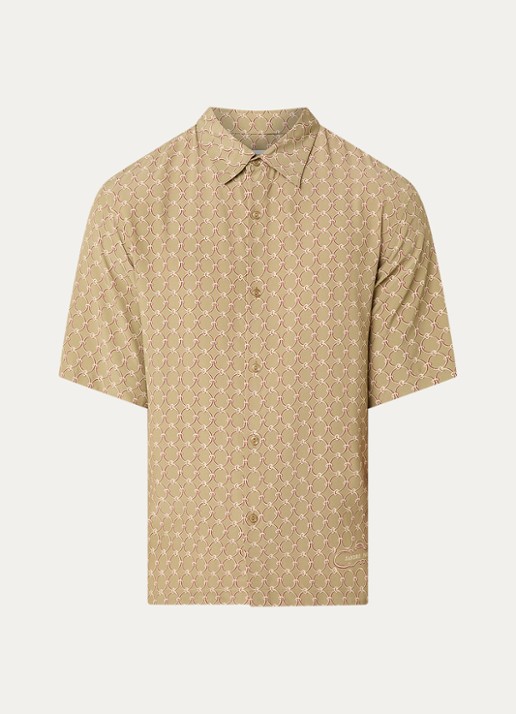 Sandro Regular fit overhemd met print - voorkant 3 khaki
