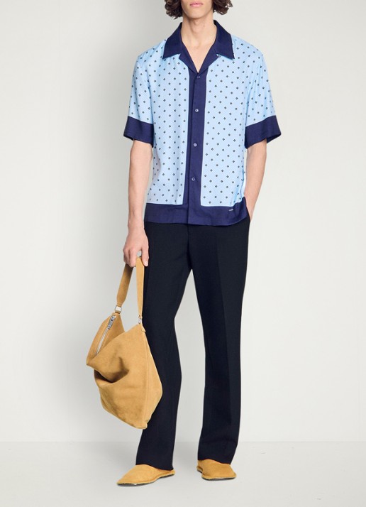 Sandro Regular fit overhemd met print - detail 4 lichtblauw