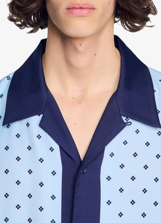Sandro Regular fit overhemd met print - detail 5 lichtblauw