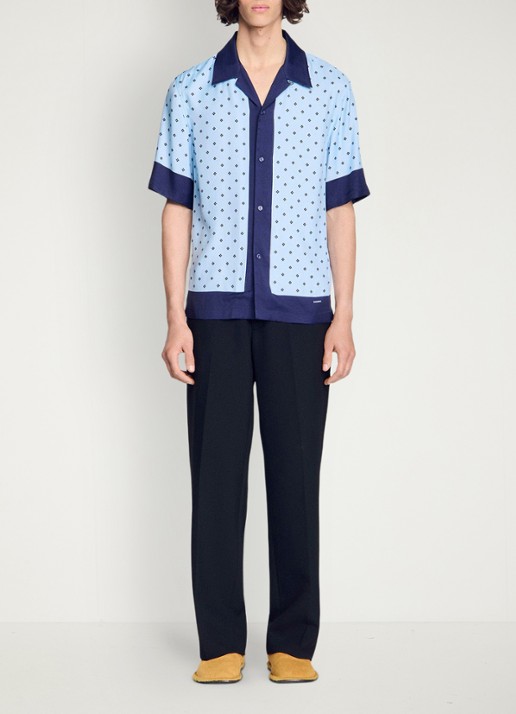 Sandro Regular fit overhemd met print - voorkant 2 lichtblauw