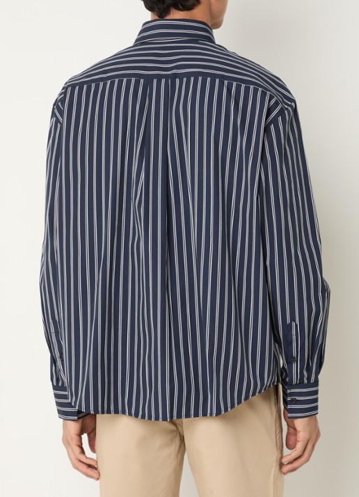 Sandro Regular fit overhemd met streepprint - achterkant donkerblauw