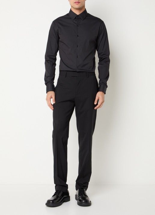 Sandro Regular fit overhemd met stretch - voorkant 3 zwart