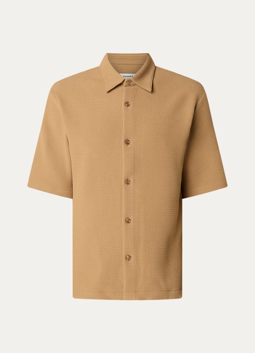 Sandro Regular fit overhemd met stretch - voorkant 2 camel