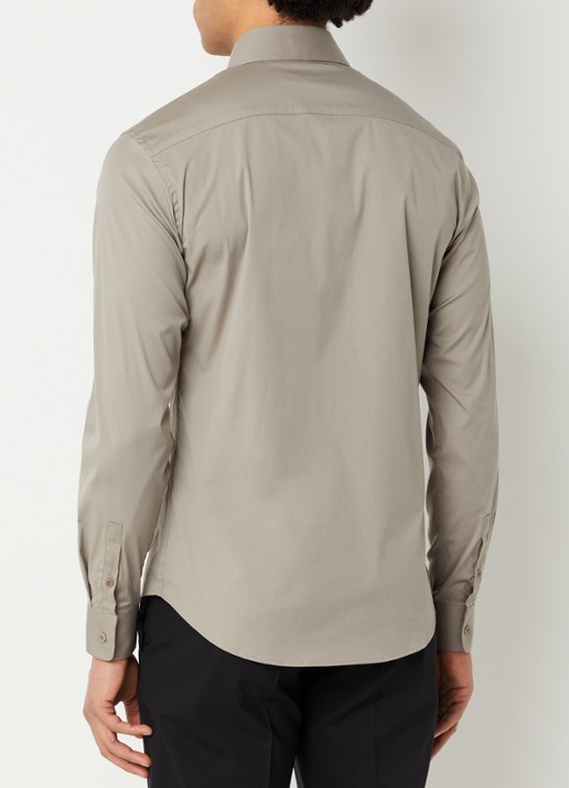 Sandro Regular fit overhemd met stretch - achterkant 3 donkerkhaki