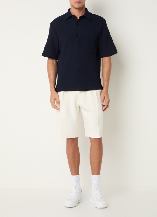 Sandro Regular fit overhemd met stretch - voorkant 4 donkerblauw