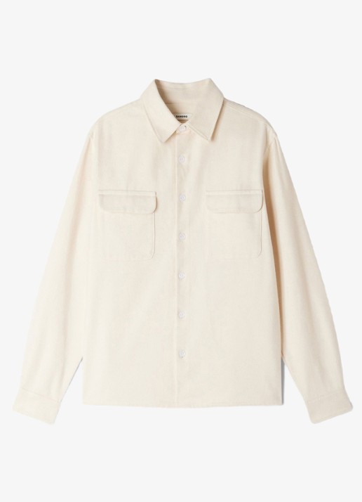 Sandro Regular fit overshirt met borstzak - voorkant 5 ivoor