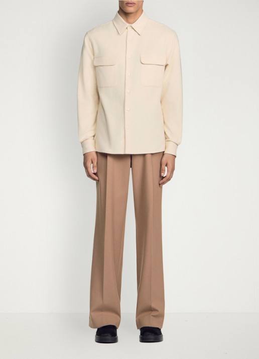 Sandro Regular fit overshirt met borstzak - voorkant 6 ivoor