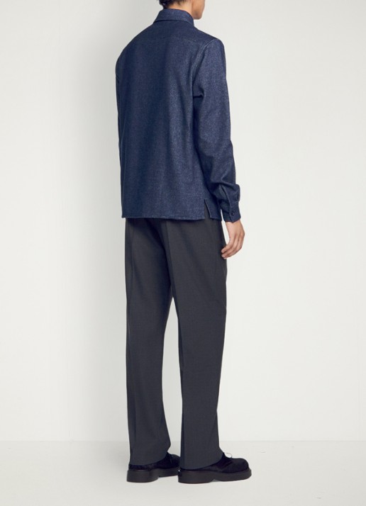 Sandro Regular fit overshirt met borstzak - achterkant blauw