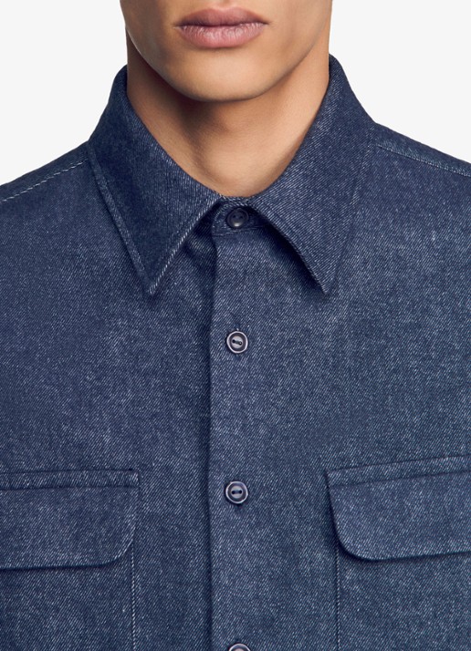 Sandro Regular fit overshirt met borstzak - detail 5 blauw