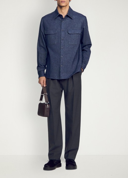 Sandro Regular fit overshirt met borstzak - detail 6 blauw