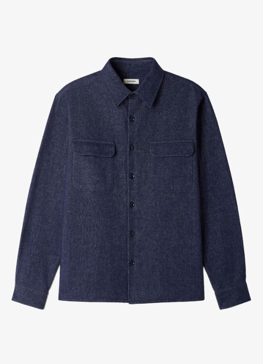 Sandro Regular fit overshirt met borstzak - voorkant 2 blauw