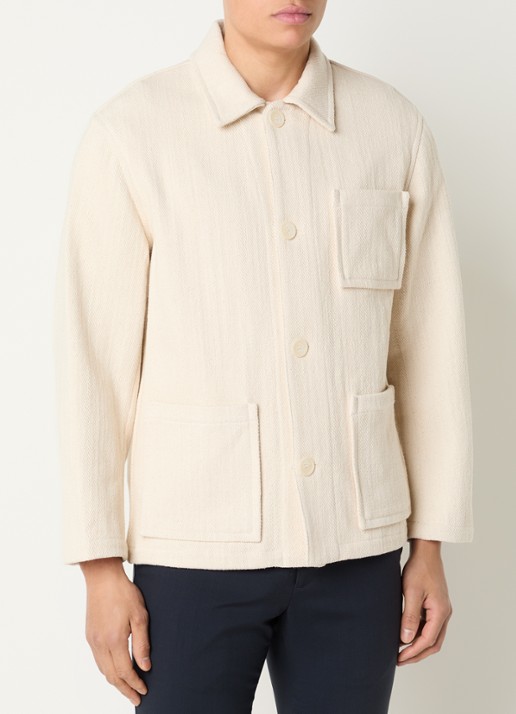 Sandro Regular fit overshirt van tweed met opgestikte zakken