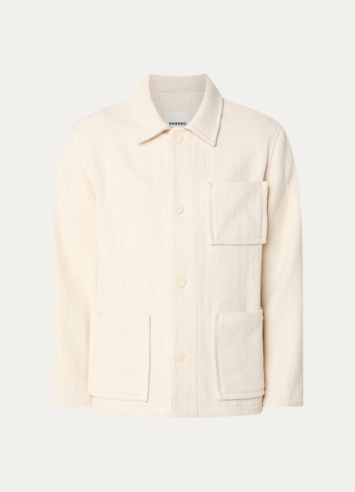 Sandro Regular fit overshirt van tweed met opgestikte zakken