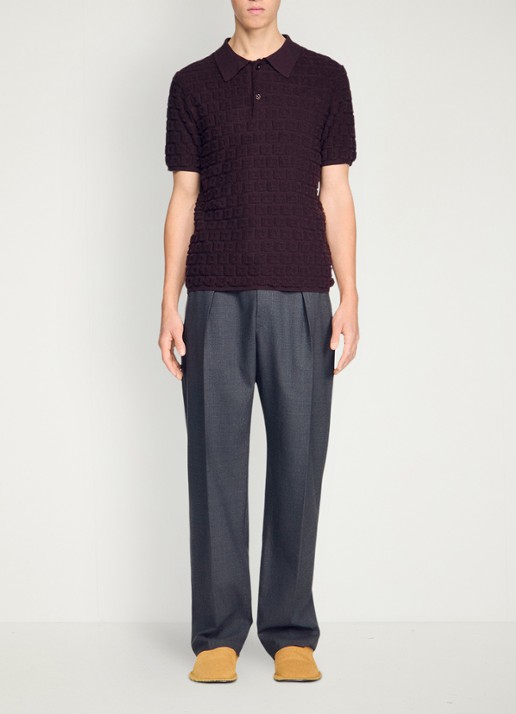 Sandro Regular fit polo met ingebreid patroon - detail 3 chocolate / bruin