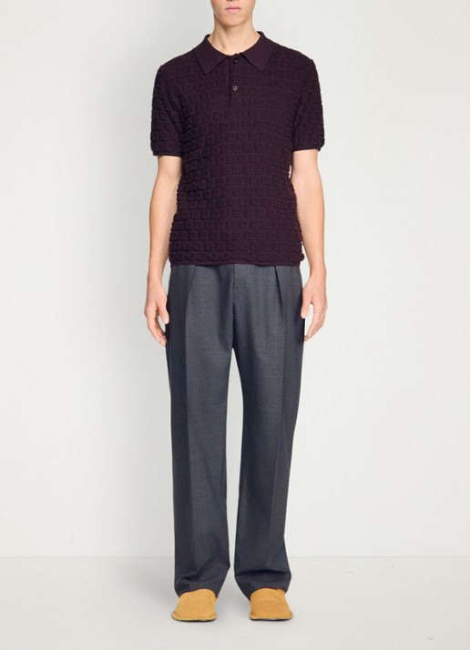 Sandro Regular fit polo met ingebreid patroon - detail 5 chocolate / bruin