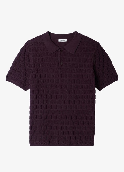 Sandro Regular fit polo met ingebreid patroon - voorkant 6 chocolate / bruin