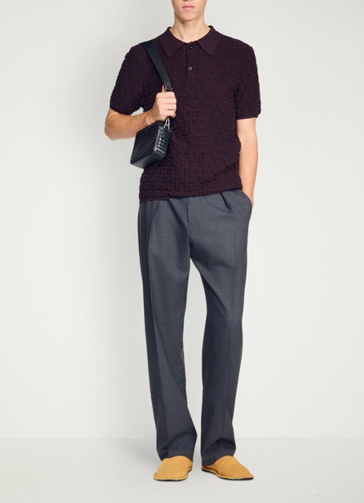 Sandro Regular fit polo met ingebreid patroon - voorkant 7 chocolate / bruin