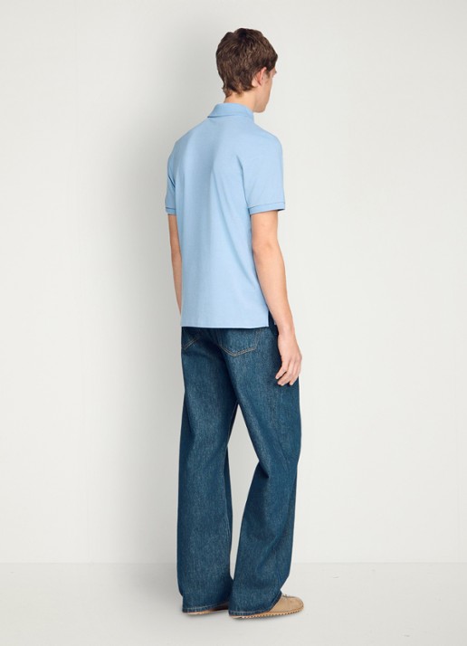 Sandro Regular fit polo met logoborduring - achterkant 7 lichtblauw