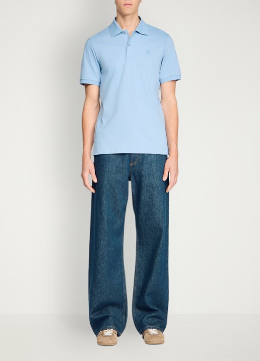 Sandro Regular fit polo met logoborduring - detail 2 lichtblauw