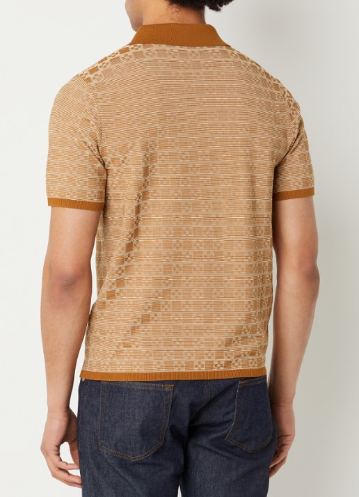 Sandro Regular fit polo met ribstructuur en logoborduring - achterkant 3 camel