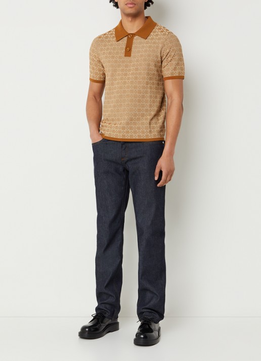 Sandro Regular fit polo met ribstructuur en logoborduring - voorkant 2 camel