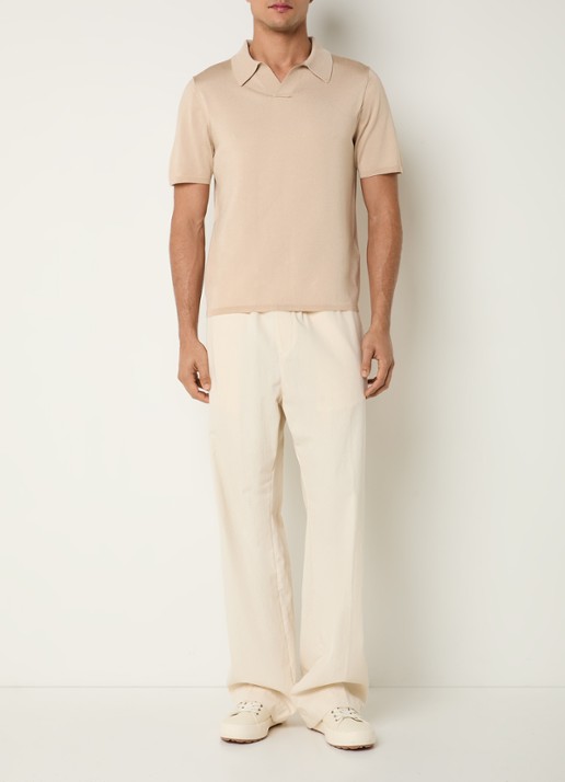 Sandro Regular fit polo met stretch - voorkant 2 beige