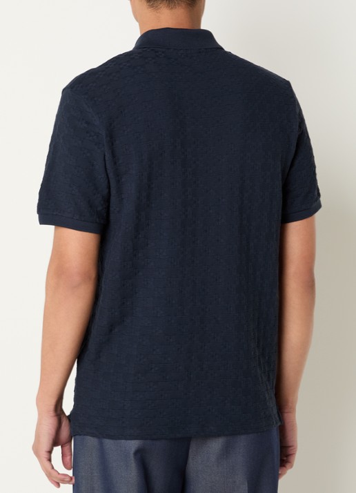 Sandro Regular fit polo met structuur - achterkant 2 donkerblauw