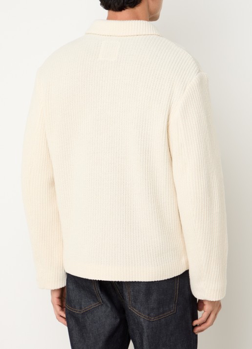 Sandro Ribgebreid jack in wolblend met steekzakken - achterkant 4 ivoor