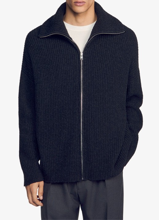Sandro Ribgebreid vest in wolblend