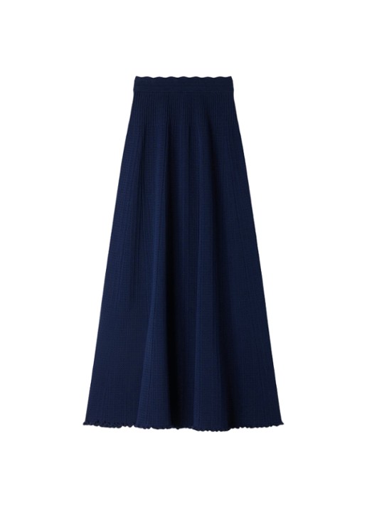 Sandro Ribgebreide maxi rok met opengewerkt dessin - voorkant donkerblauw