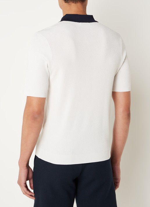 Sandro Ribgebreide slim fit polo - achterkant 4 gebroken wit